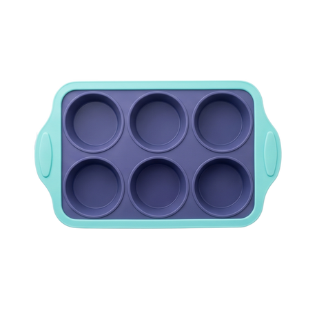 Foldable Silicone cup cake mold in mint green and grey color