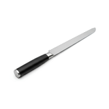 Stainless steel serrated bread knife with black stainless handle 