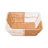 Square Rattan Bread Basket in orange and white 