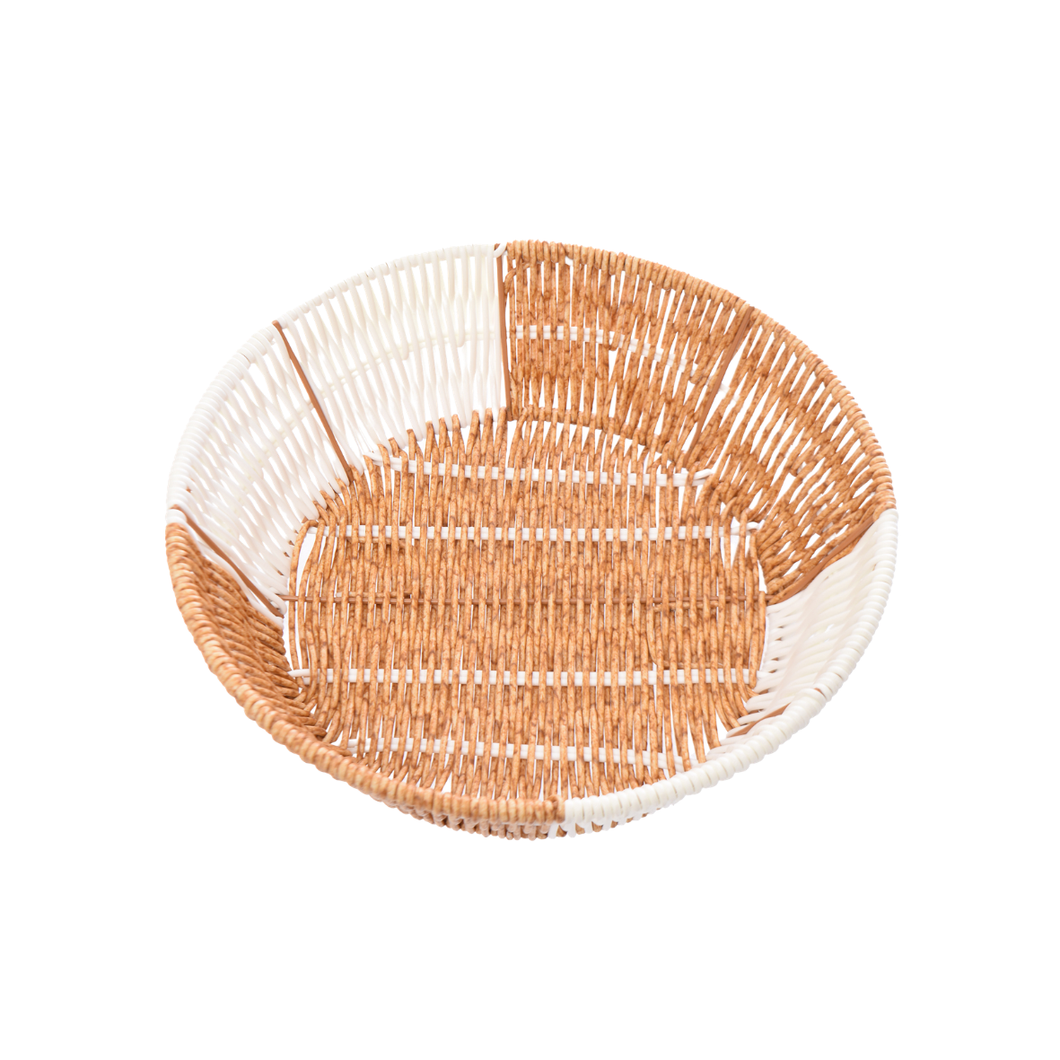Round Rattan Bread Basket in orange and white