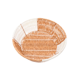 Round Rattan Bread Basket in orange and white