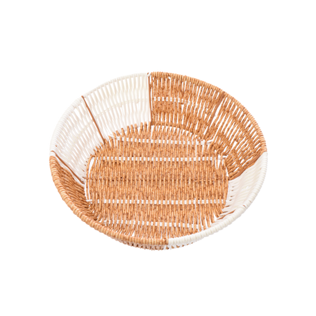 Round Rattan Bread Basket in orange and white
