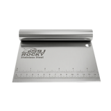 Stainless steel bench scraper with ruler and rolled handle