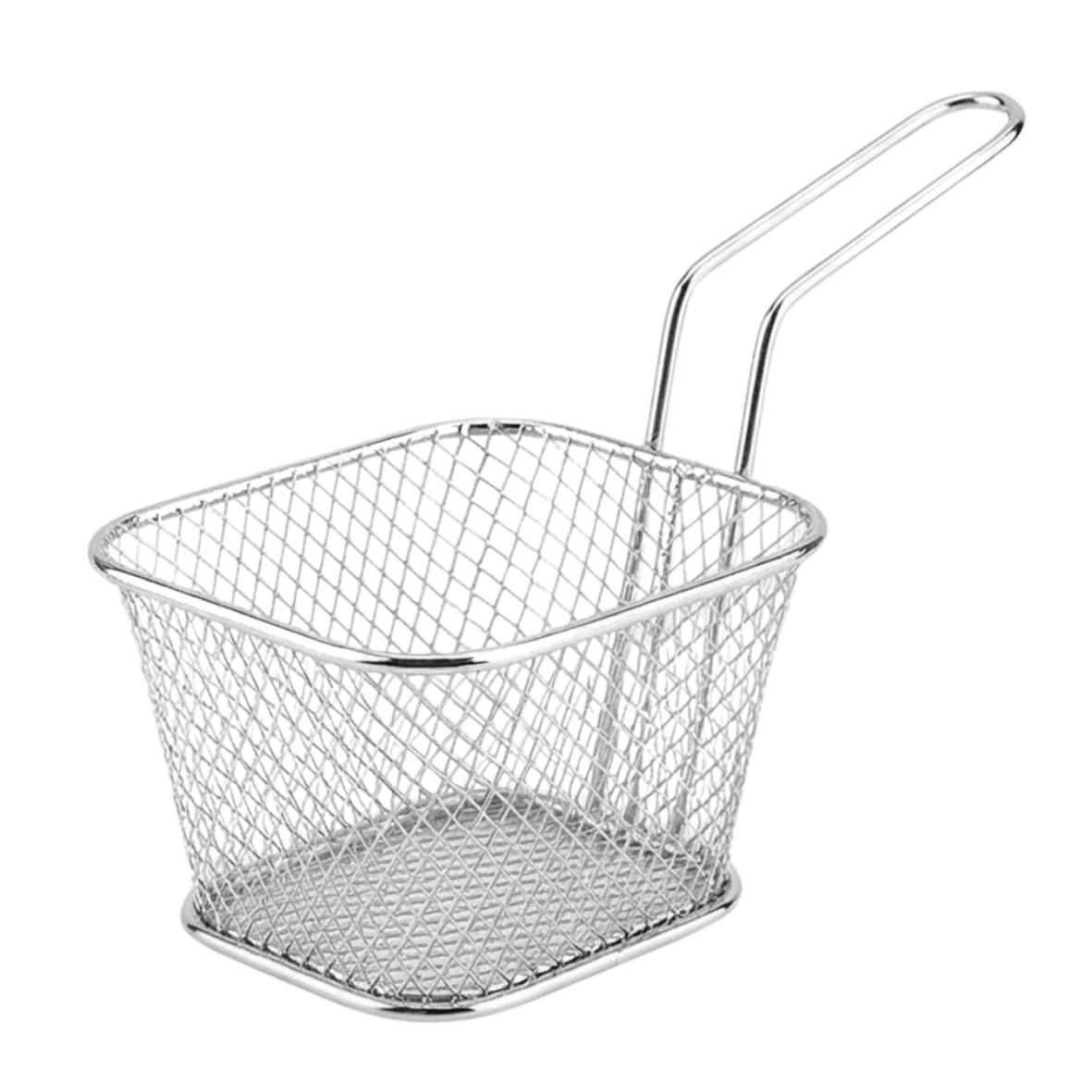 Silver Metallic mesh fryer basket with handle 