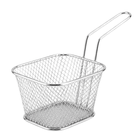 Silver Metallic mesh fryer basket with handle 