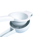 A close up image of the white manual lemon squeezer