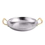 Silver Metallic serving bowl with gold handles 