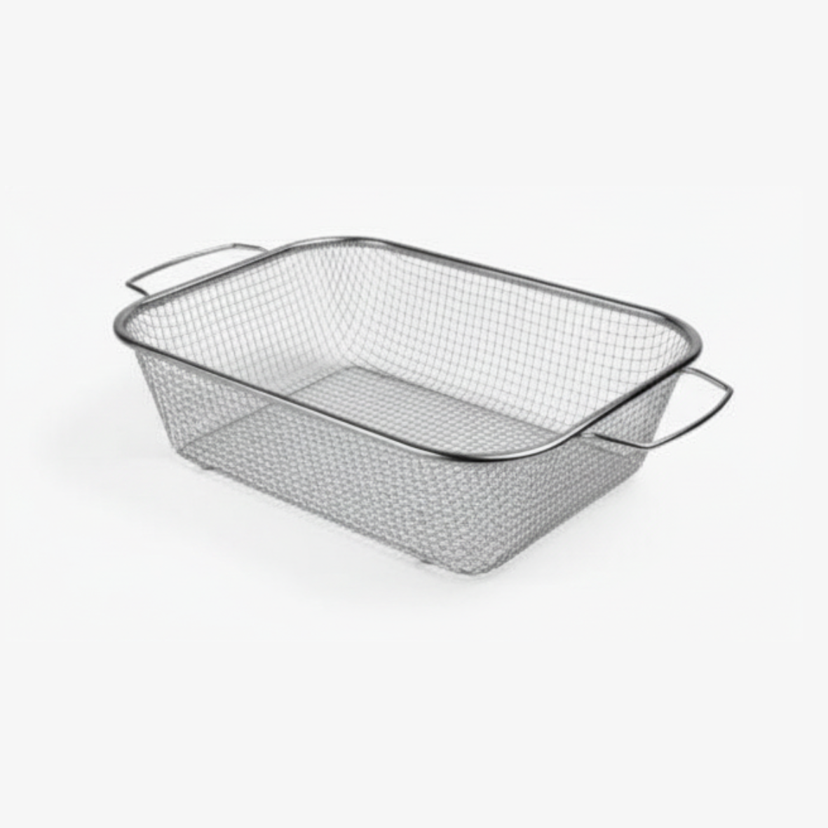 Rectangular silver Stainless steel strainer with handles