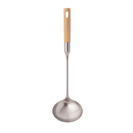 Silver Stainless Ladle with wooden handle 