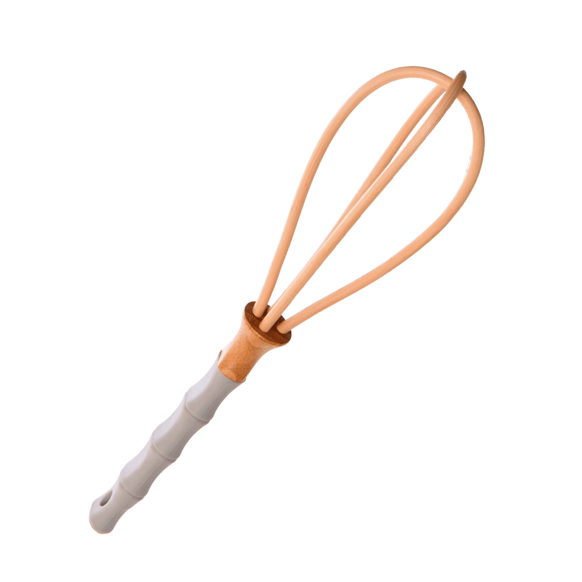 Wooden whisk with grey silicon handle