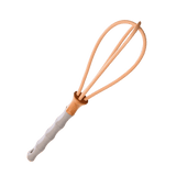 Wooden whisk with grey silicon handle