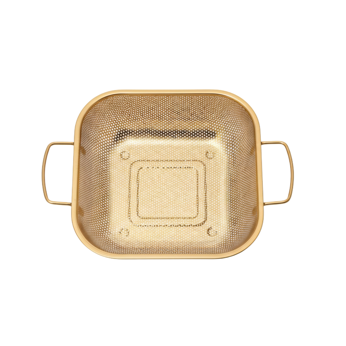 Golden square  Stainless Steel Strainer with golden stainless ahndles