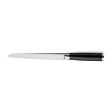 Stainless steel serrated bread knife with black stainless handle 