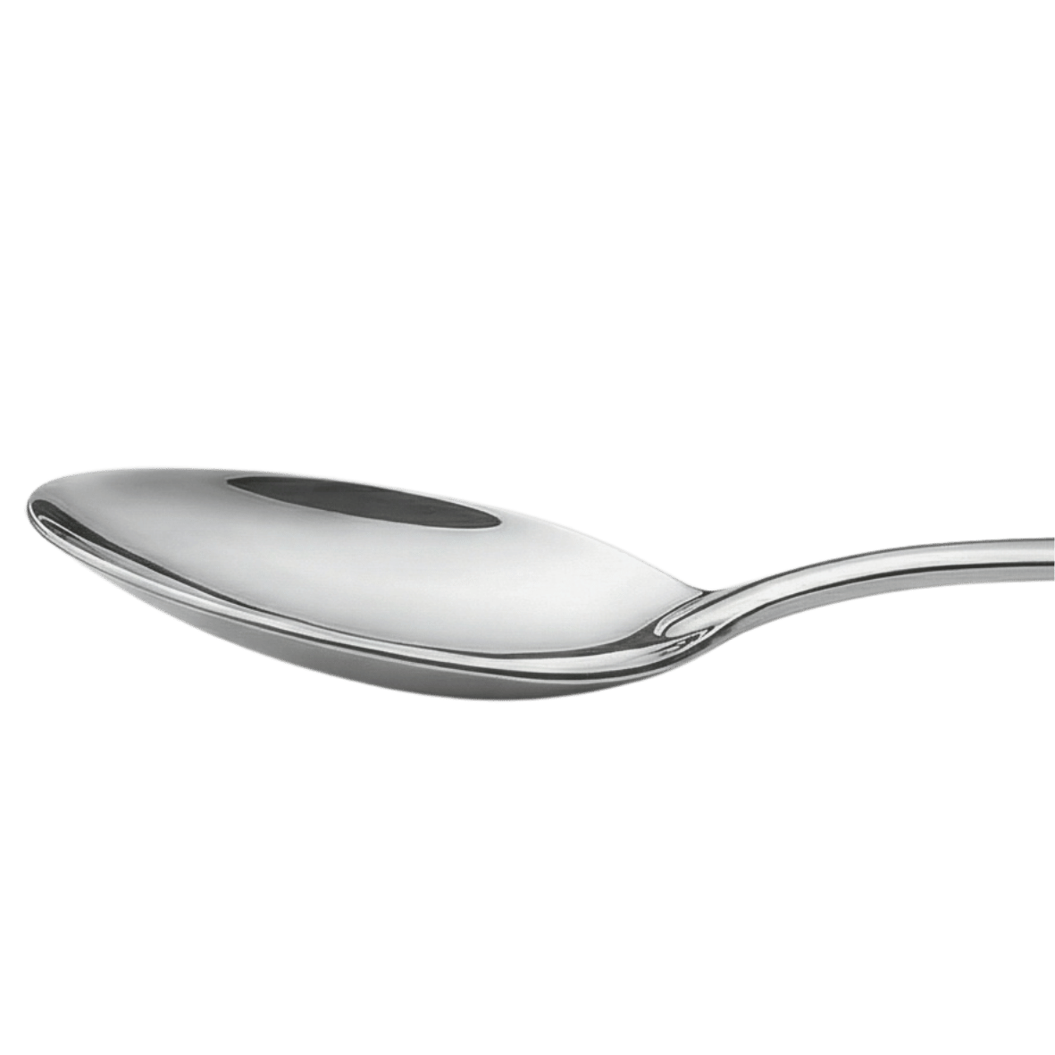 A close up of the stainless steel silver serving spoon 