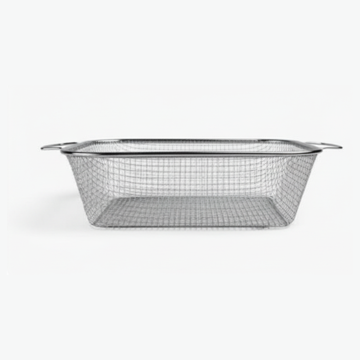 Rectangular silver Stainless steel strainer with handles