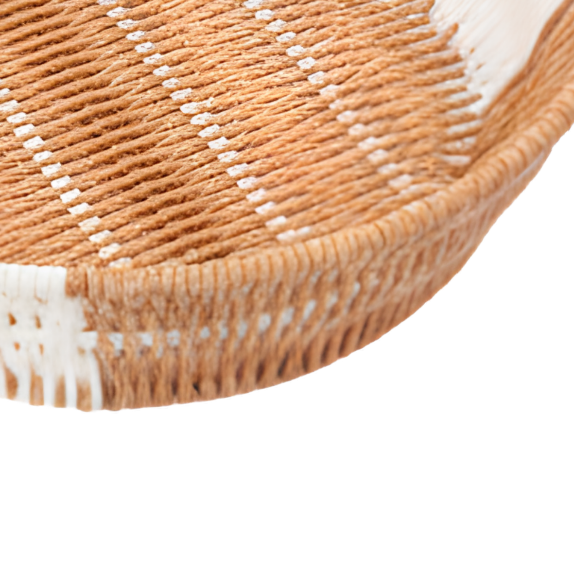 Round Rattan Bread Basket in orange and white