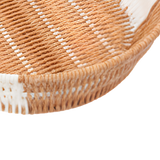 Round Rattan Bread Basket in orange and white