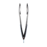 Stainless steel tongs with blue silicone grip