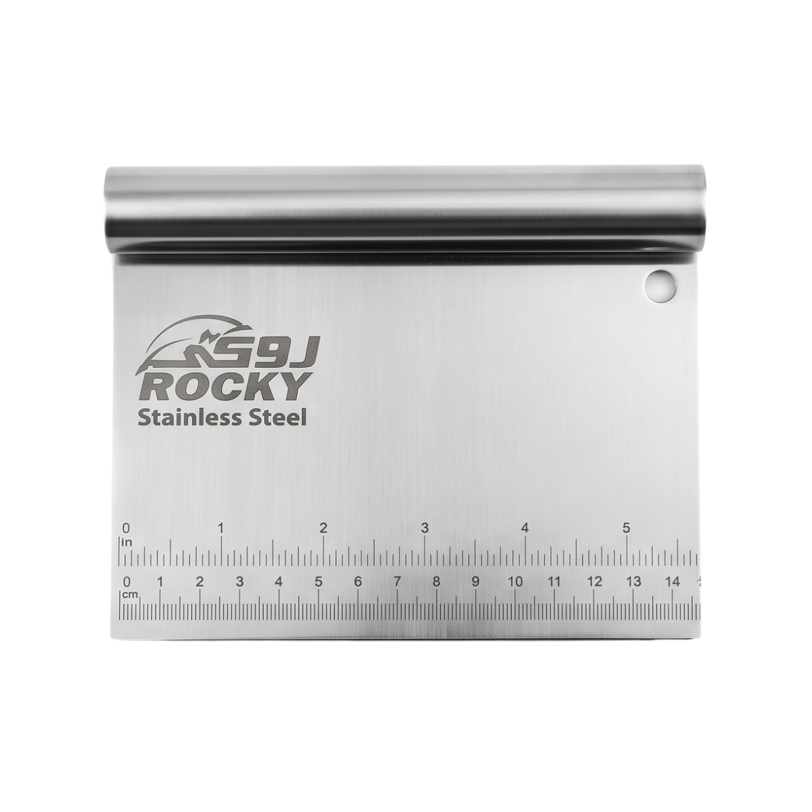 Stainless steel bench scraper with ruler and rolled handle