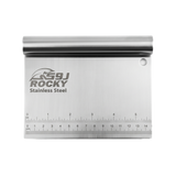 Stainless steel bench scraper with ruler and rolled handle