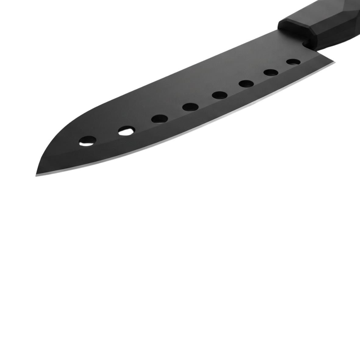 Black stainless steel chef knife with black bakelite handle