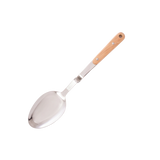 Stainless steel serving spoon with wooden handle 