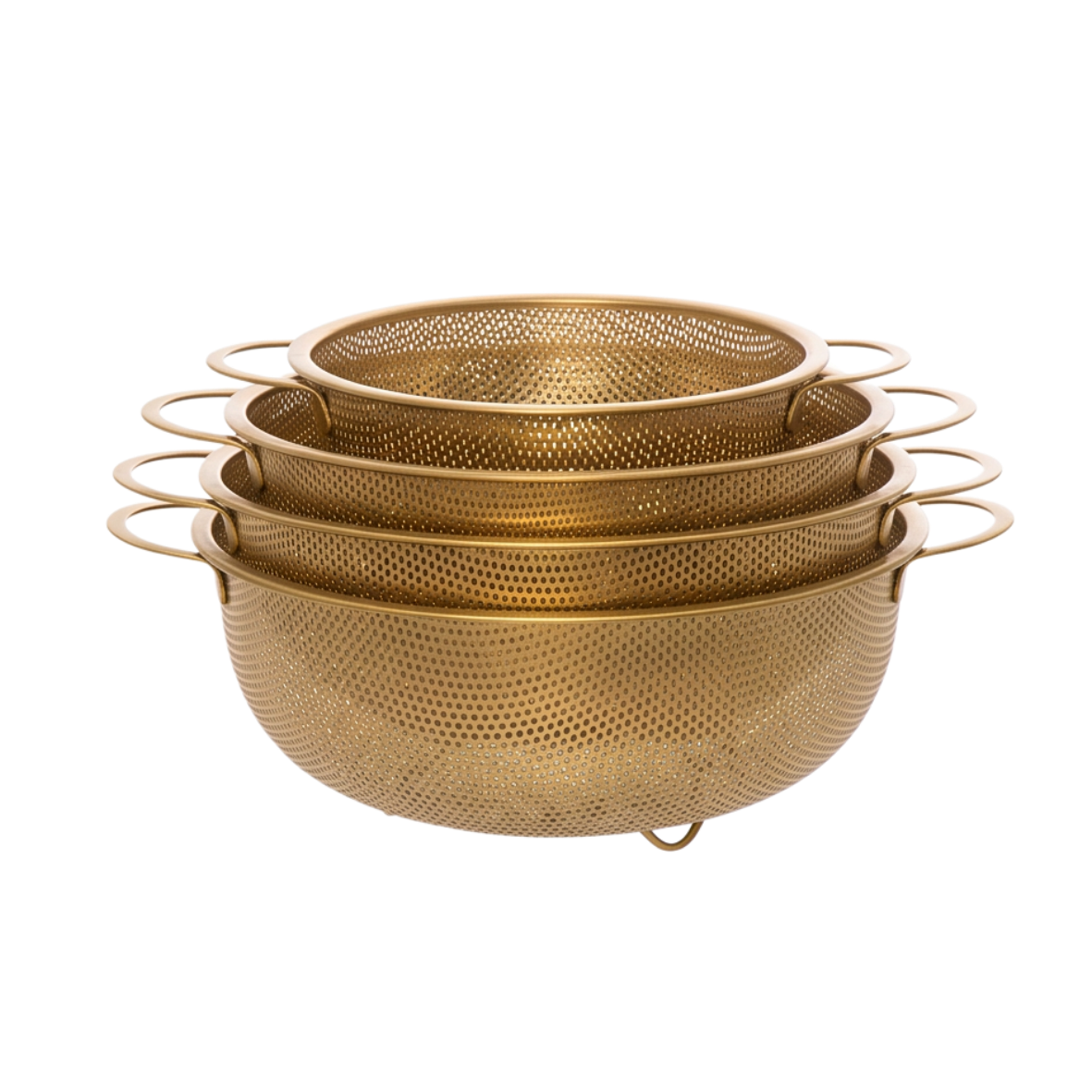 Golden Round stainless steel strainer with golden handles