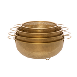 Golden Round stainless steel strainer with golden handles