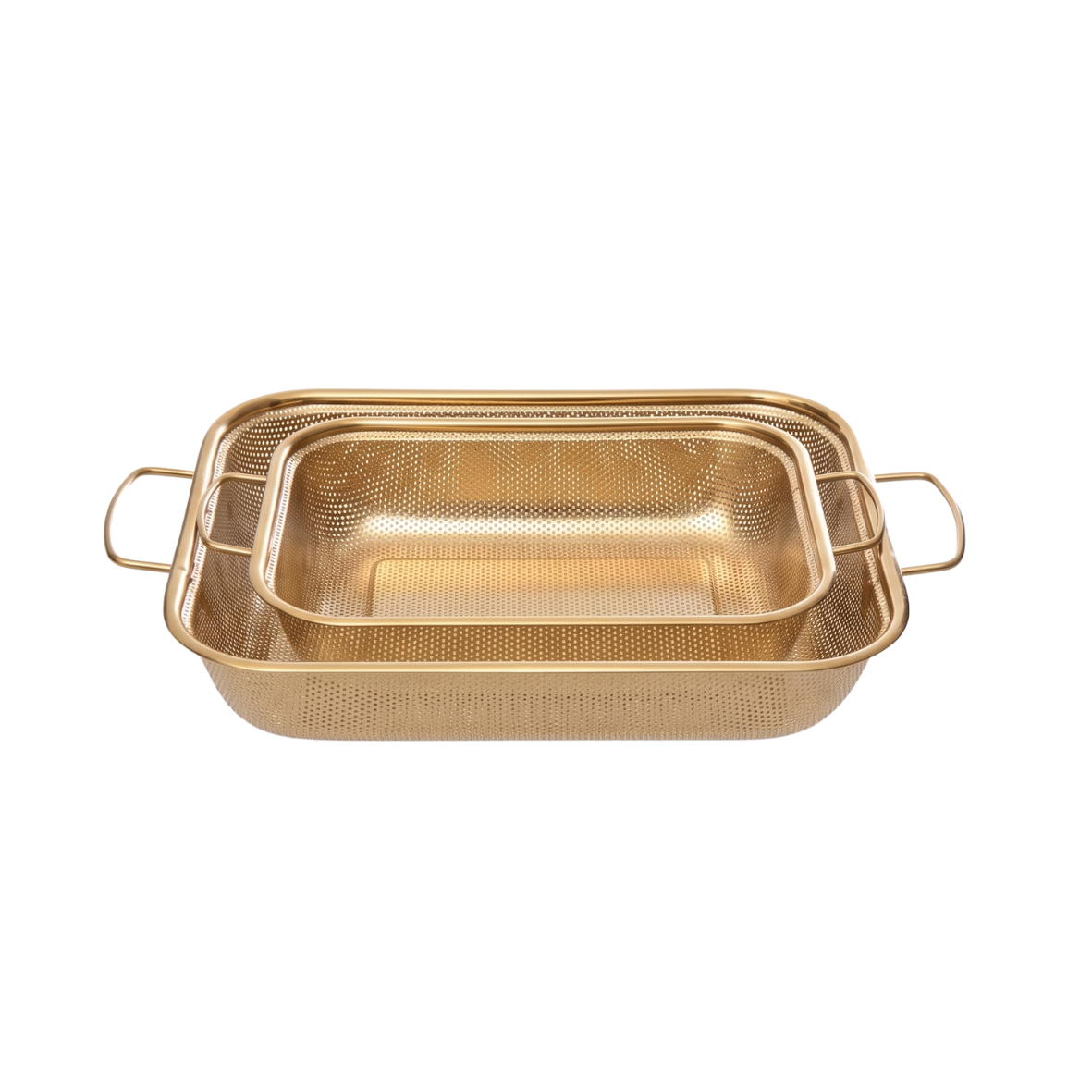 Golden Stainless Steel Rectangular strainer with golden stainless handles