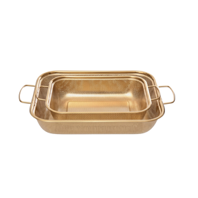 Golden Stainless Steel Rectangular strainer with golden stainless handles