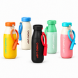 Five Choko Lab insulated water bottles in different colors (yellow, off-white, black, mint green, and pink) arranged on a clean white background.